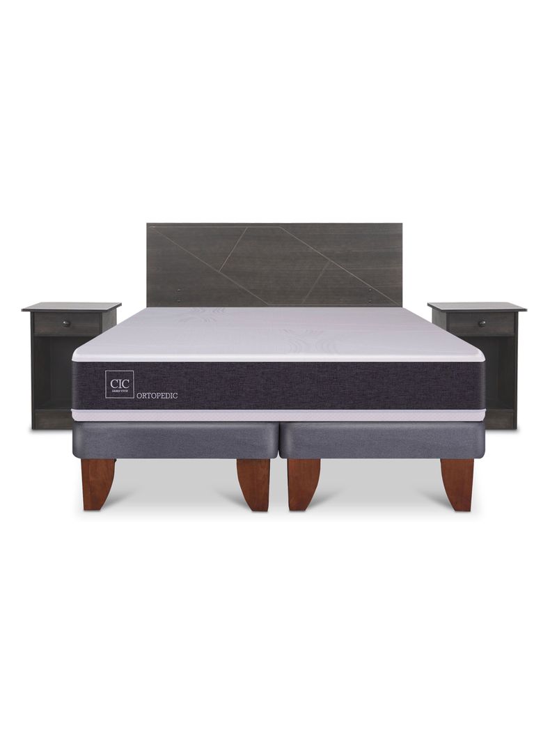 Cama Europea Ortopedic King + Set Villarrica Gris-3