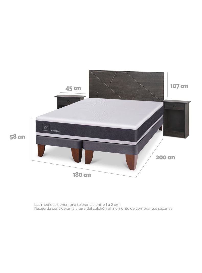 Cama Europea Ortopedic King + Set Villarrica Gris-2