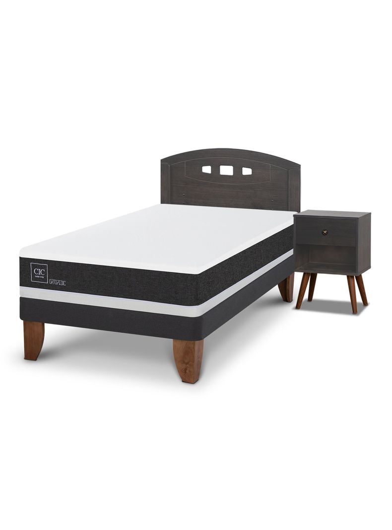 Cama Europea Ortopedic 1.5 Plazas Set Gales Gris-0