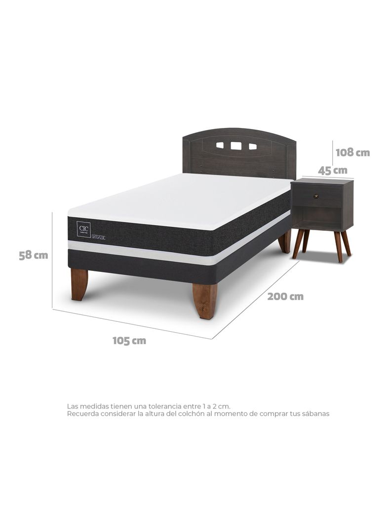 Cama Europea Ortopedic 1.5 Plazas Set Gales Gris-1