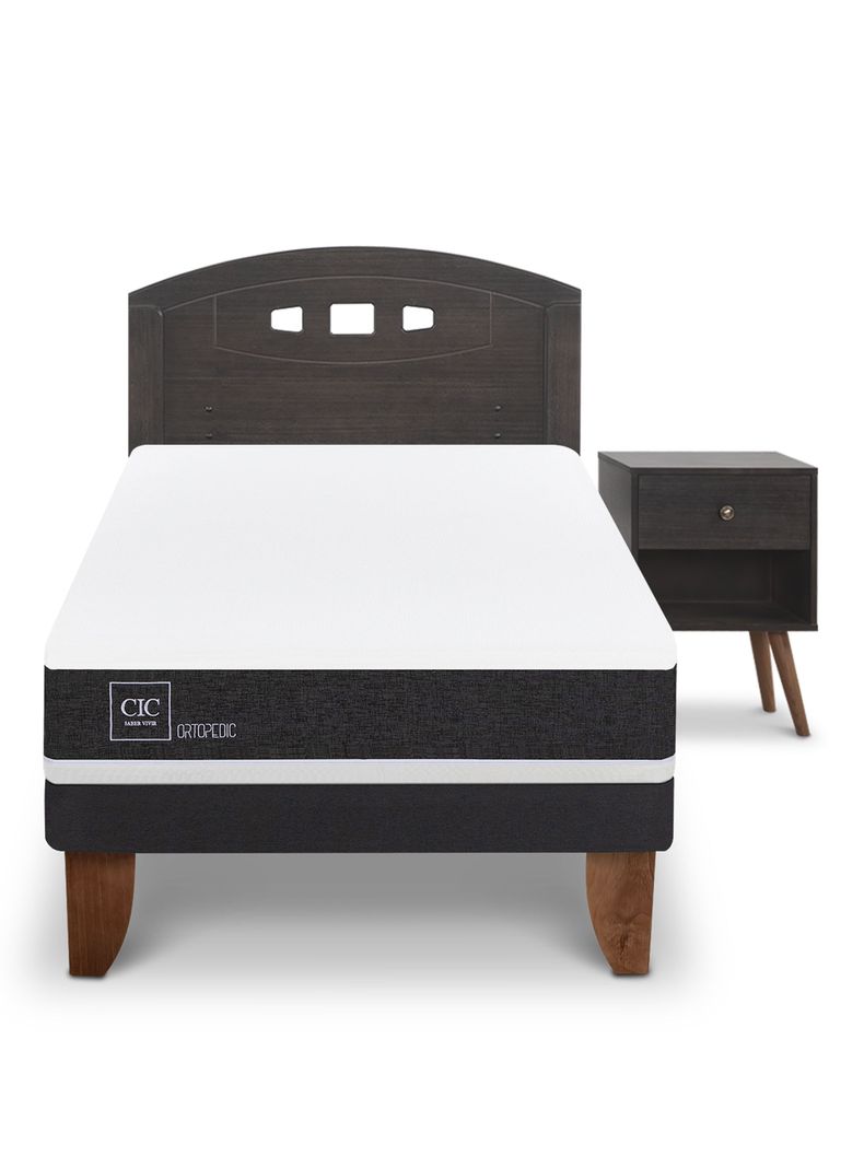 Cama Europea Ortopedic 1.5 Plazas Set Gales Gris-2