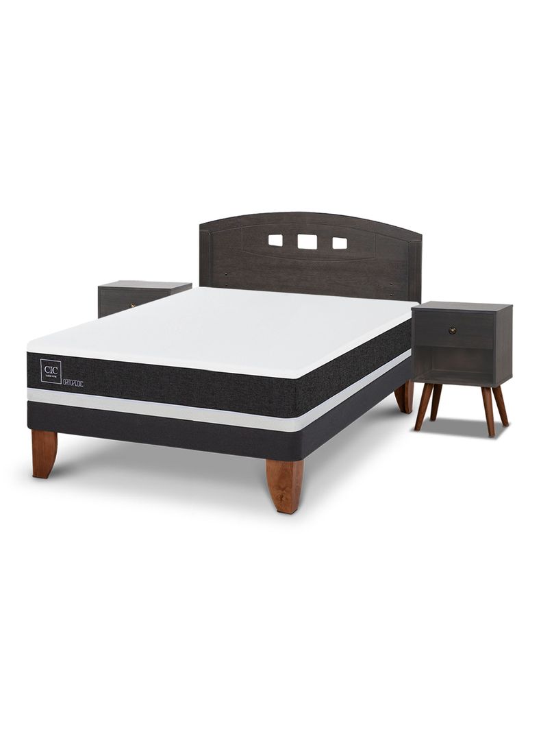 Cama Europea Ortopedic 2 Plazas Set Gales Gris