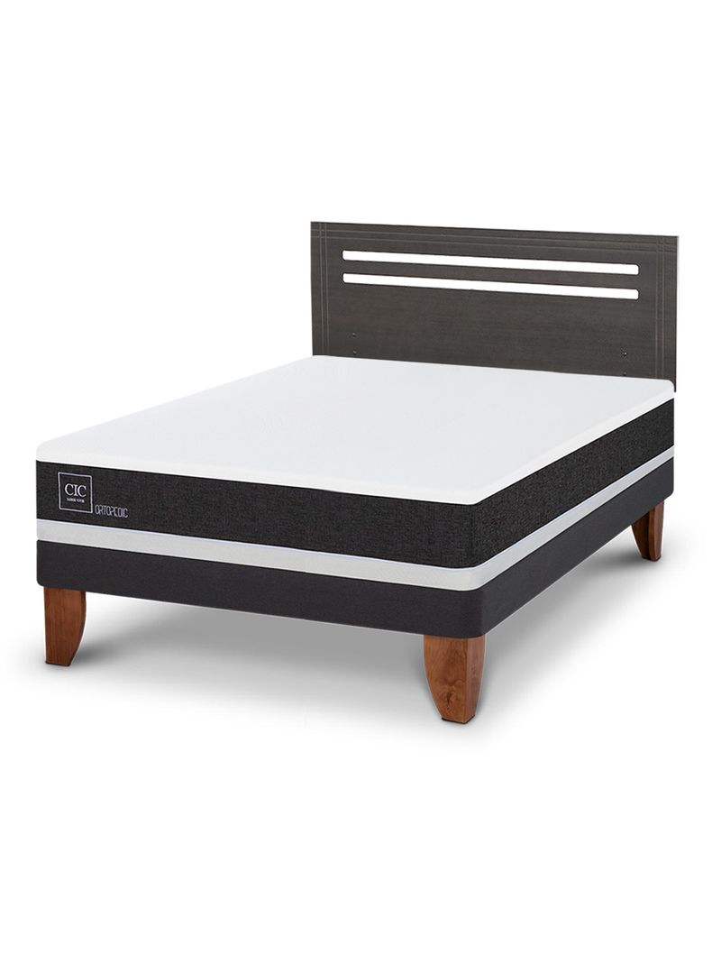 Cama Europea Ortopedic 2 Plazas Respaldo Munich Gris