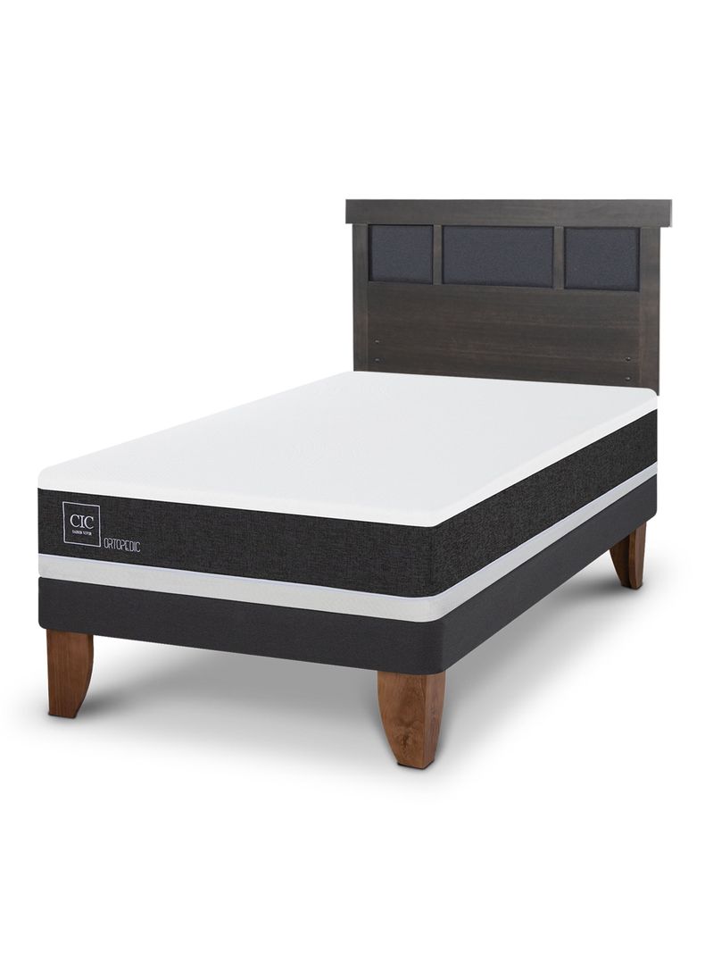 Cama Europea Ortopedic 1.5 Plazas Respaldo Dublin Gris-0