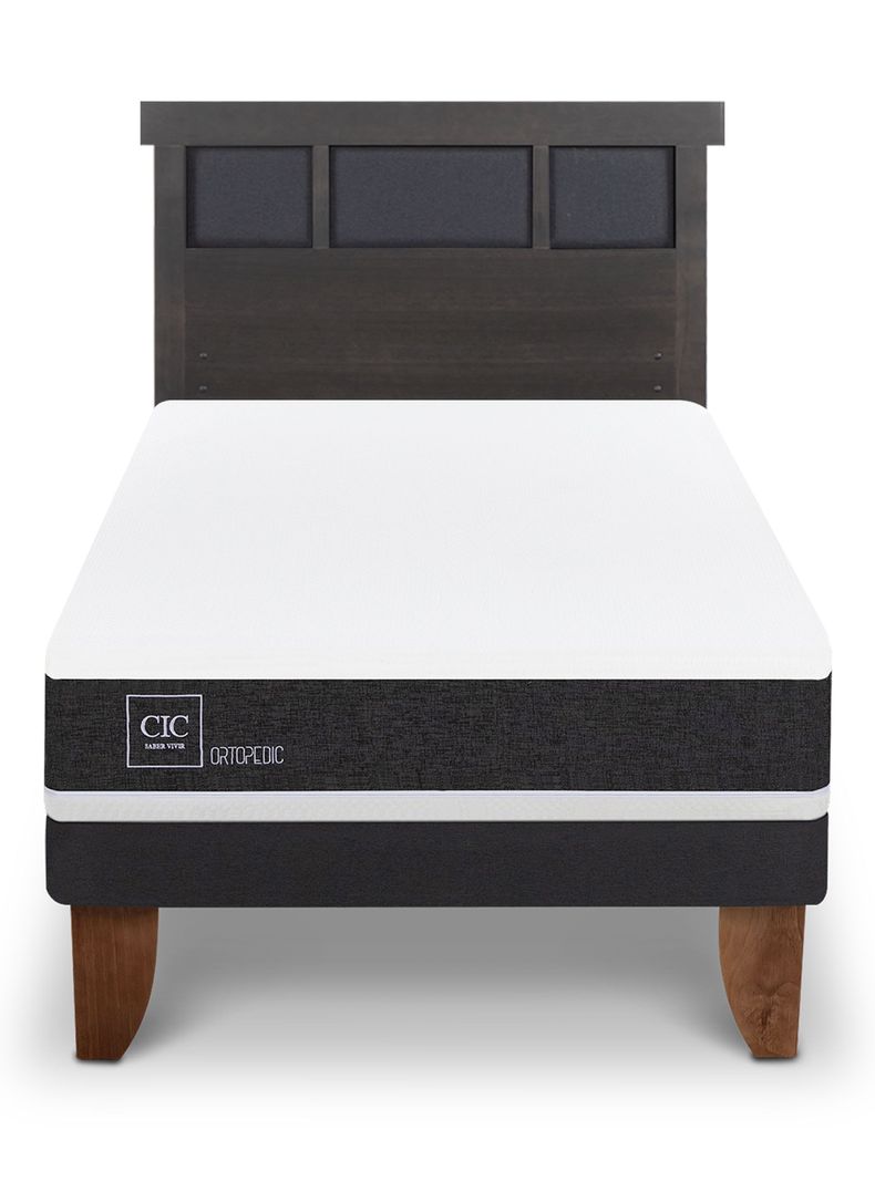 Cama Europea Ortopedic 1.5 Plazas Respaldo Dublin Gris-2