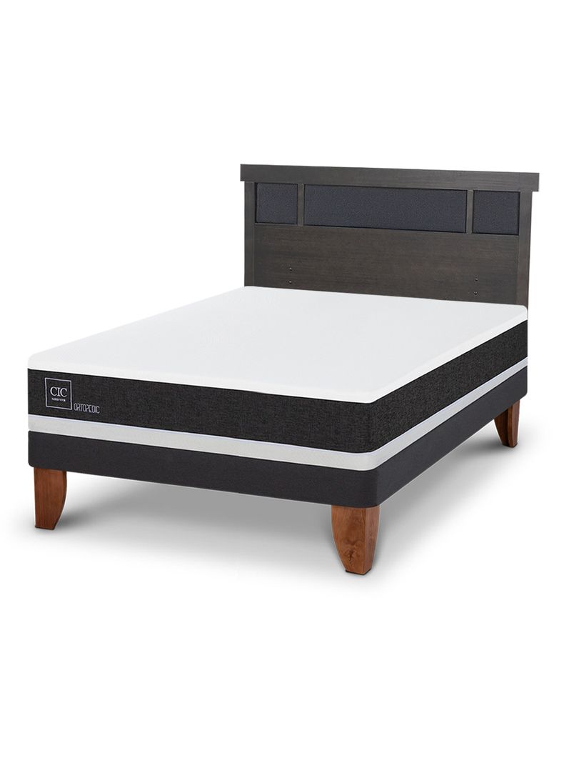 Cama Europea Ortopedic 2 Plazas Respaldo Dublin Gris