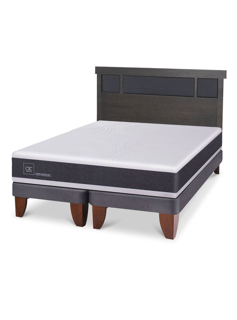 Cama Europea Ortopedic 2 Plazas Base Dividida Respaldo Dublin Gris-0