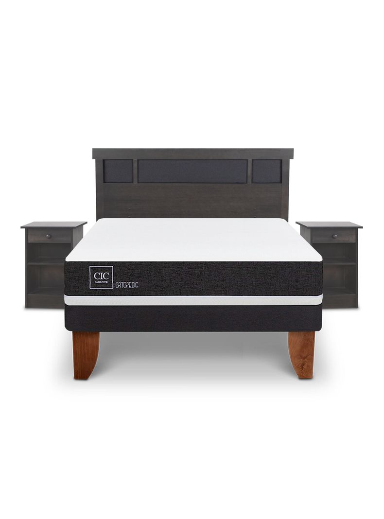 Cama Europea Ortopedic 2 Plazas Set Dublin Gris-2