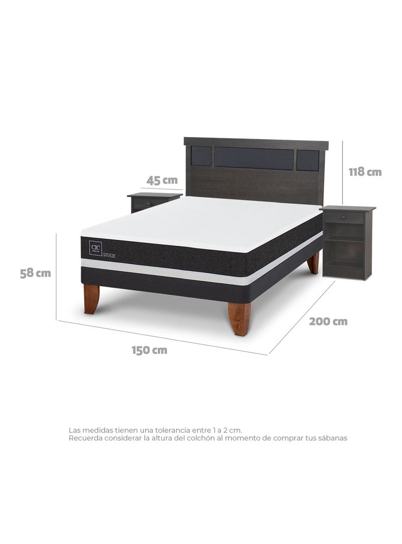 Cama Europea Ortopedic 2 Plazas Set Dublin Gris-1