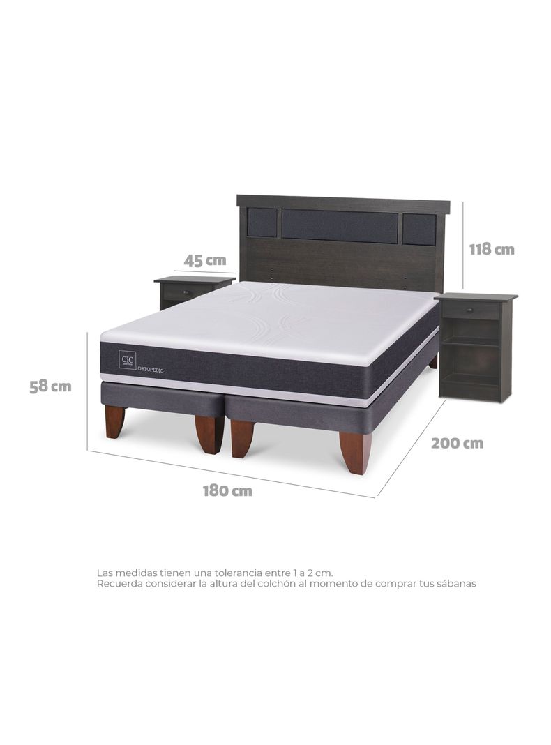 Cama Europea Ortopedic King + Set Dublin Gris-1