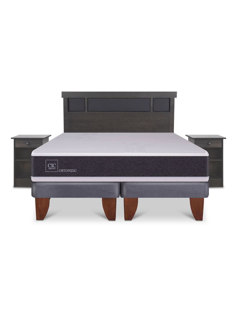 Cama Europea Ortopedic King + Set Dublin Gris-2