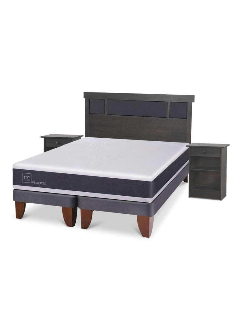Cama Europea Ortopedic King + Set Dublin Gris-0