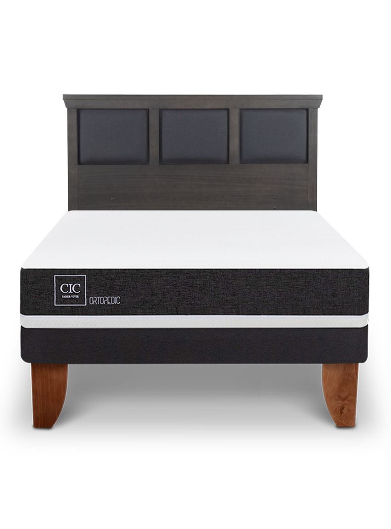 Cama Europea Ortopedic 2 Plazas Respaldo Torino Gris-2