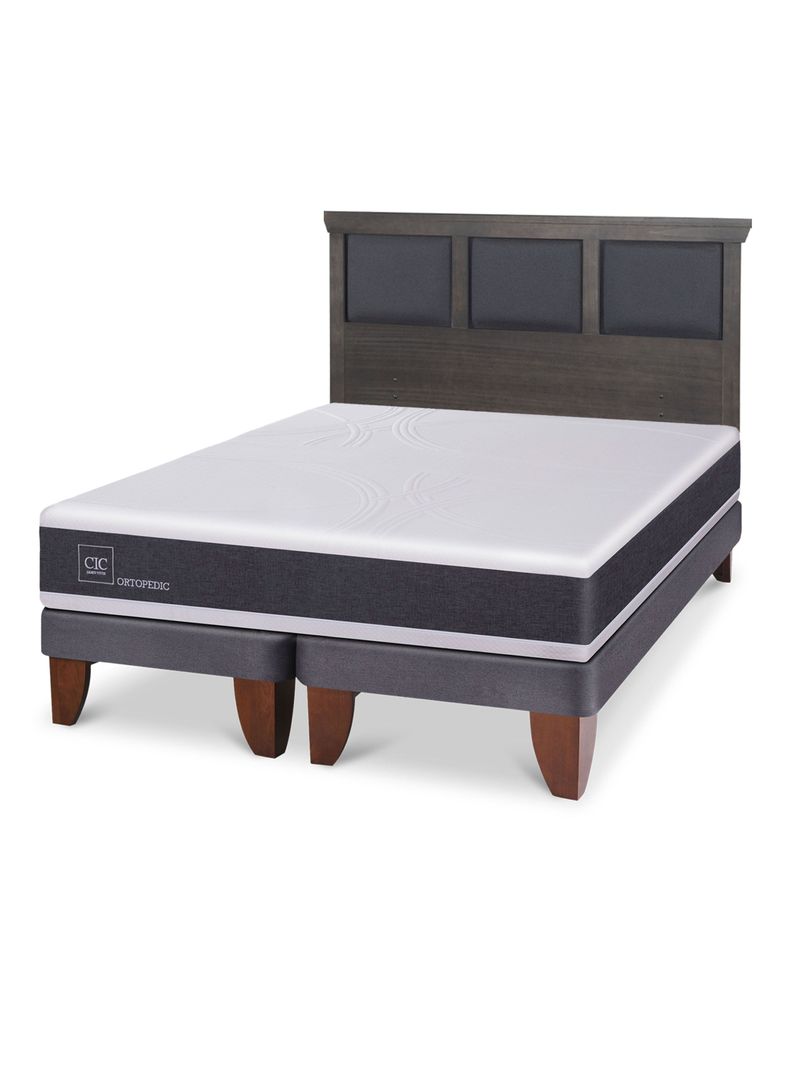 Cama Europea Ortopedic King Respaldo Torino Gris-0