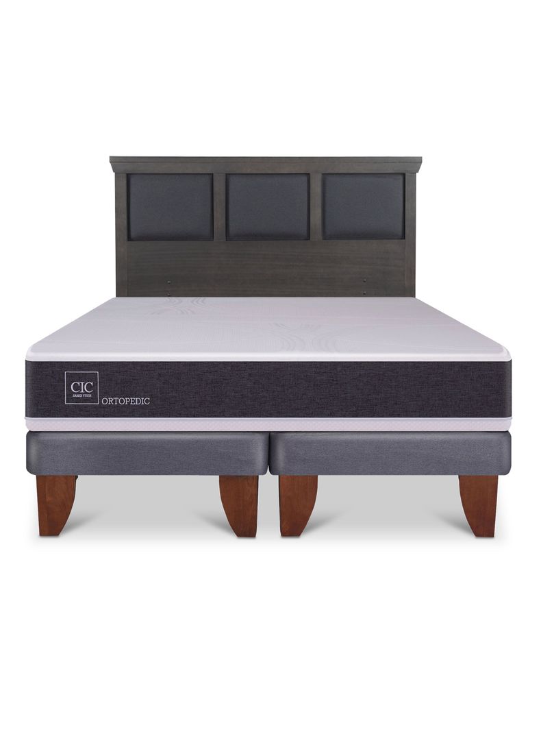 Cama Europea Ortopedic King Respaldo Torino Gris-2