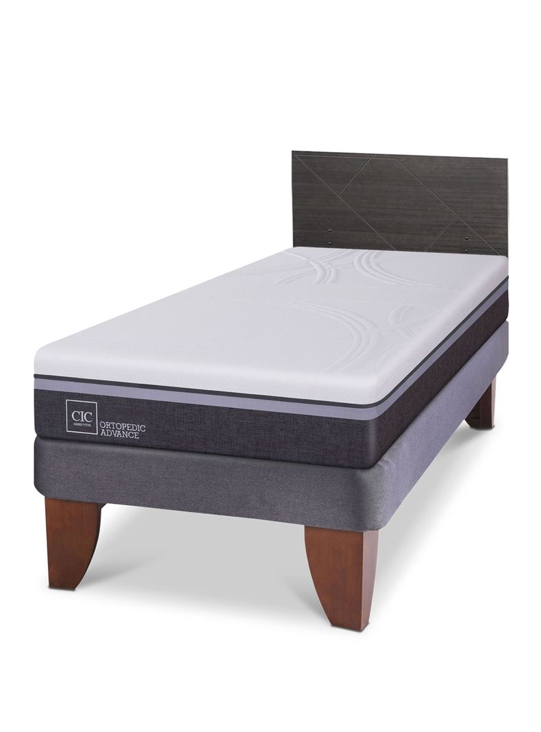 Cama Europea Ortopedic Advance 1.5 Plazas Respaldo Villarrica Gris-0
