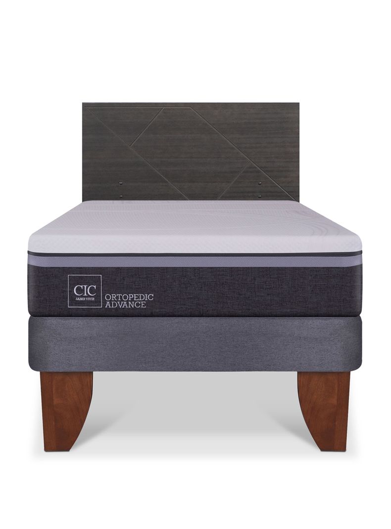 Cama Europea Ortopedic Advance 1.5 Plazas Respaldo Villarrica Gris-2