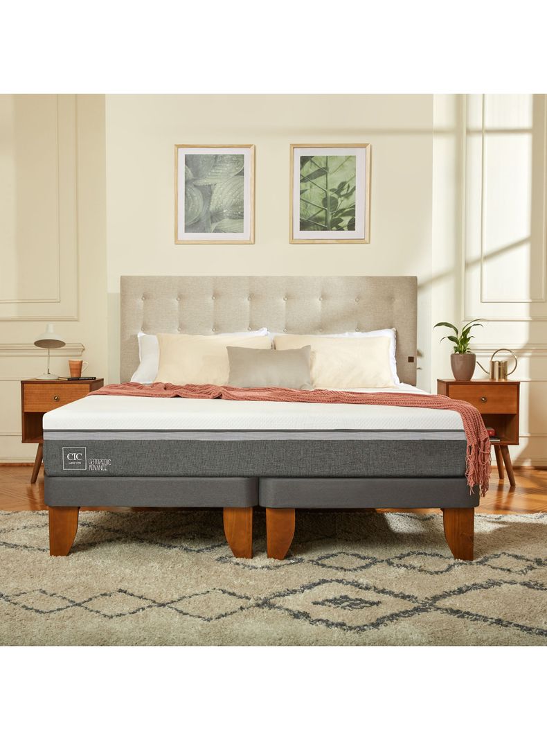 Cama Europea Ortopedic Advance 2 Plazas Base Dividida Respaldo Villarrica Gris-4