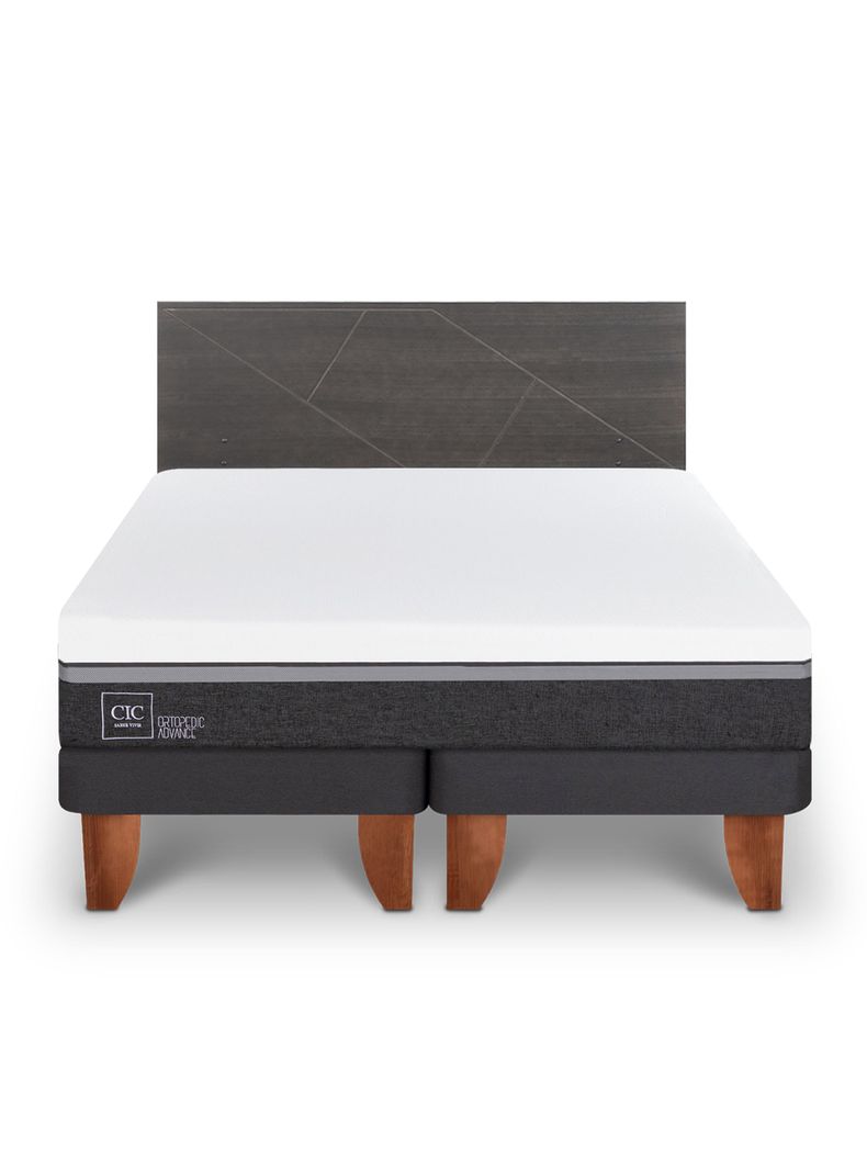 Cama Europea Ortopedic Advance 2 Plazas Base Dividida Respaldo Villarrica Gris-2