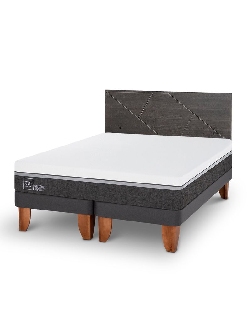 Cama Europea Ortopedic Advance 2 Plazas Base Dividida Respaldo Villarrica Gris-0