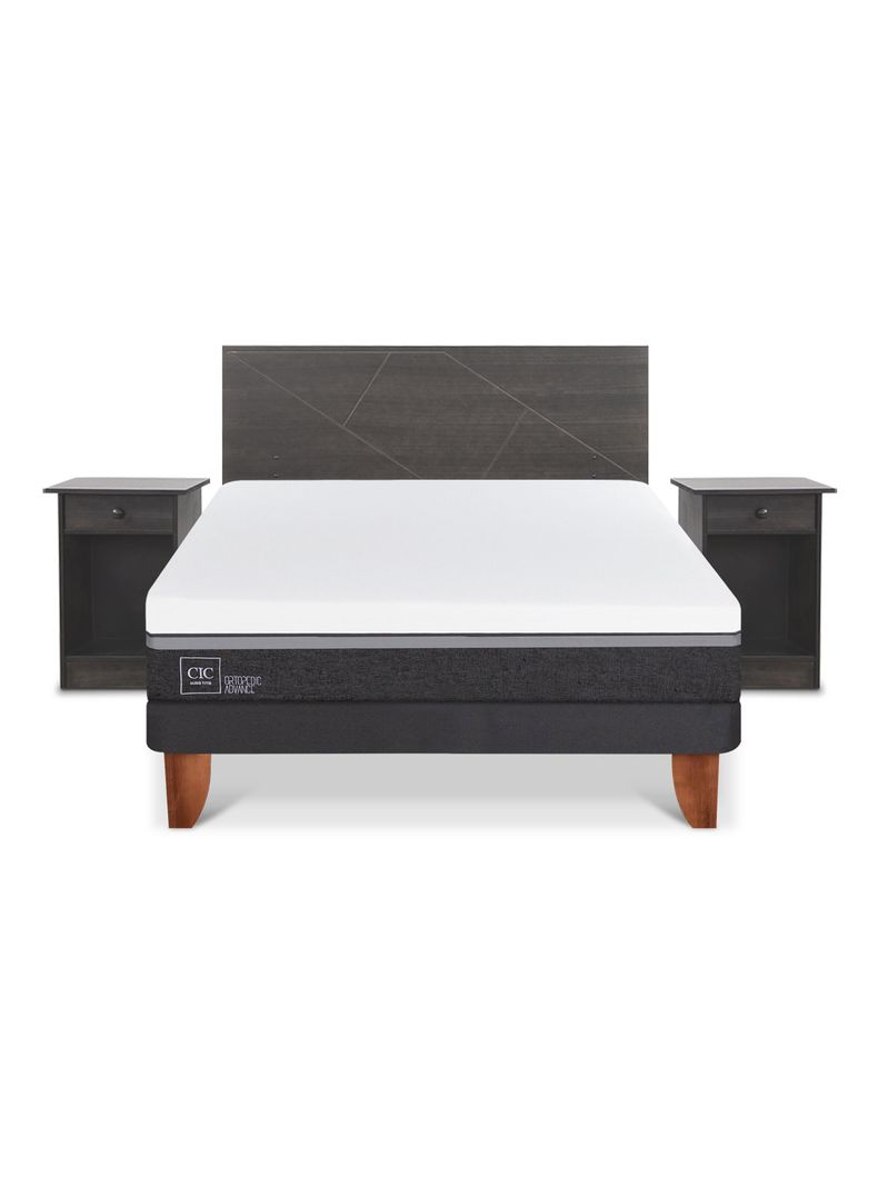 Cama Europea Ortopedic Advance 2 Plazas Set Villarrica Gris-2