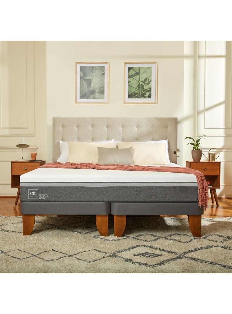 Cama Europea Ortopedic Advance 2 Plazas Set Villarrica Gris-4