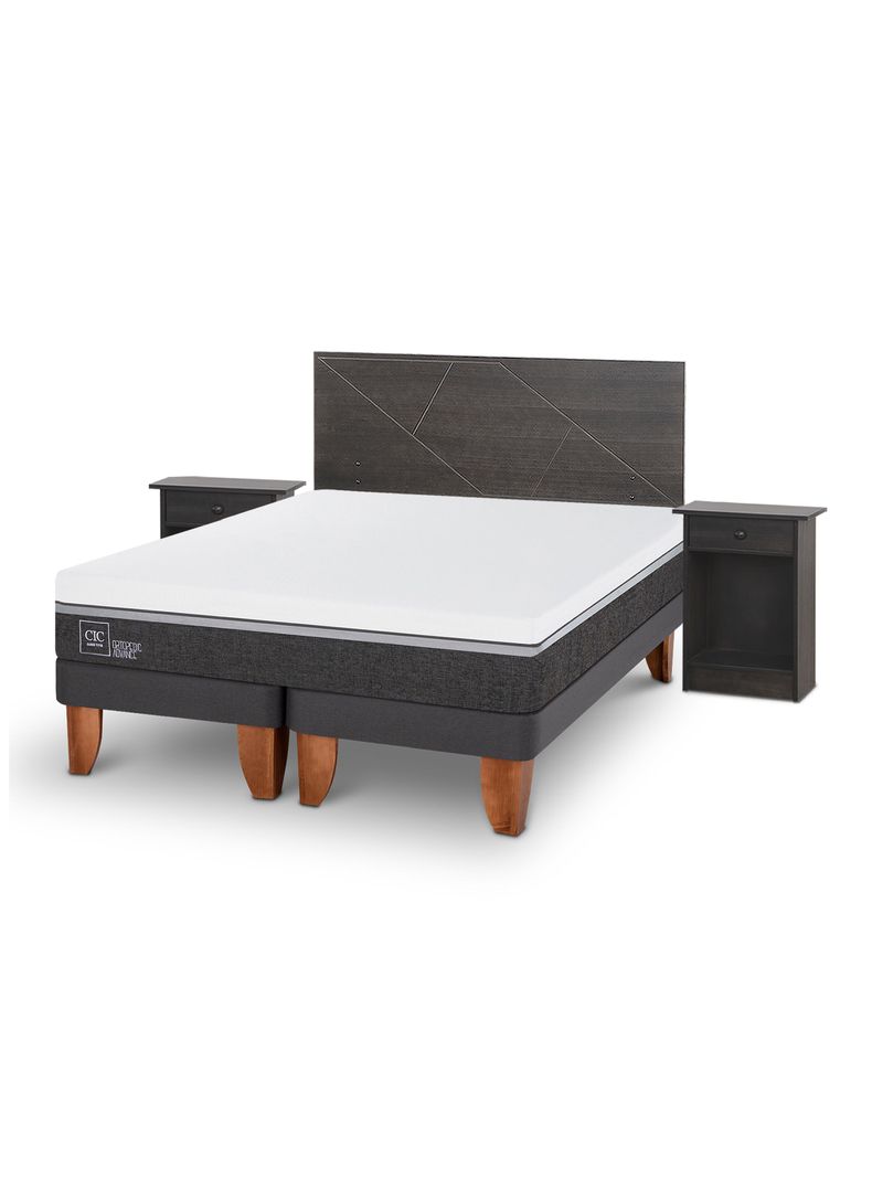Cama Europea Ortopedic Advance King + Set Villarrica Gris-0