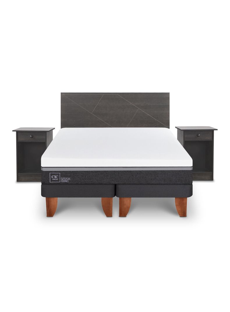 Cama Europea Ortopedic Advance King + Set Villarrica Gris-2