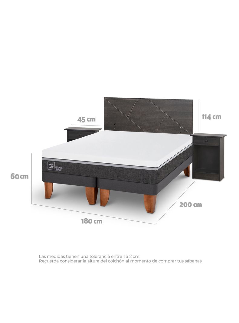 Cama Europea Ortopedic Advance King + Set Villarrica Gris-1
