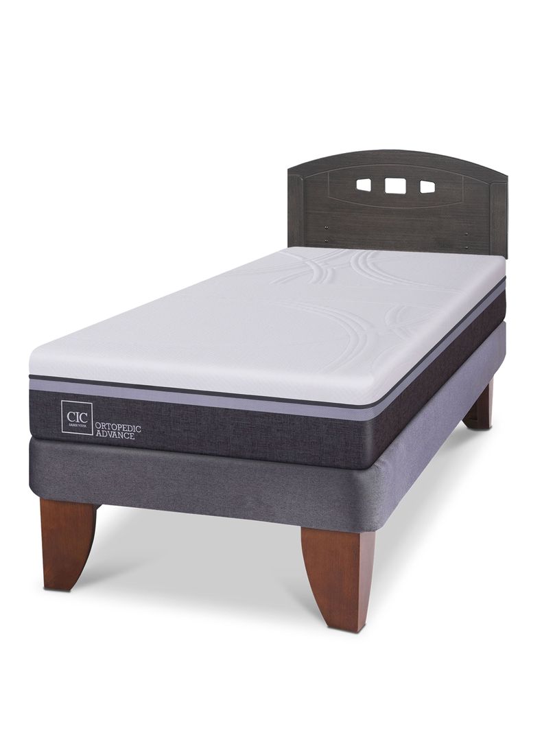 Cama Europea Ortopedic Advance 1.5 Plazas Respaldo Gales Gris