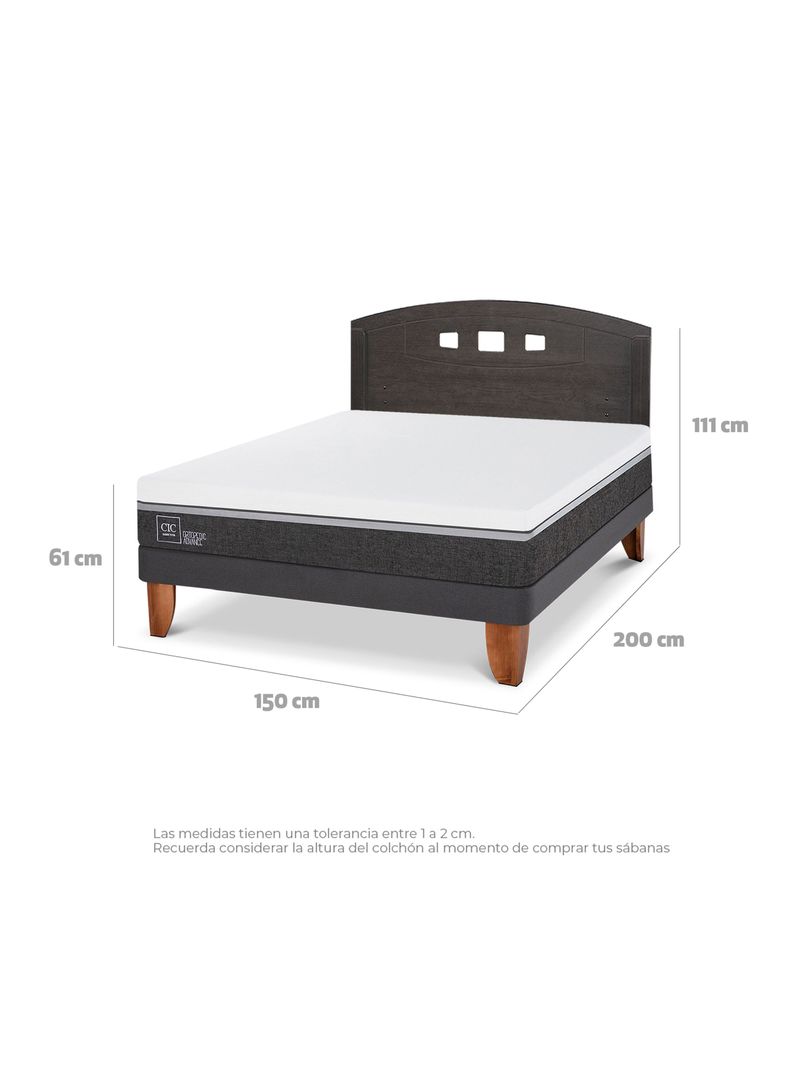 Cama Europea Ortopedic Advance 2 Plazas Respaldo Gales Gris-1
