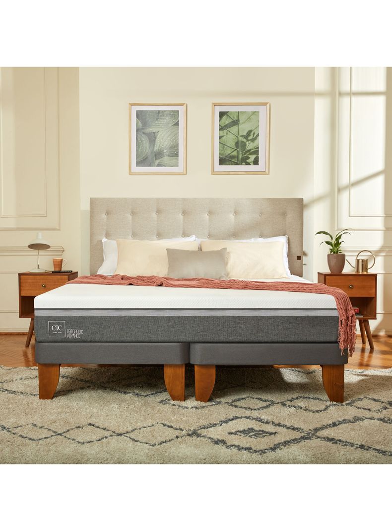 Cama Europea Ortopedic Advance 2 Plazas Respaldo Gales Gris-4