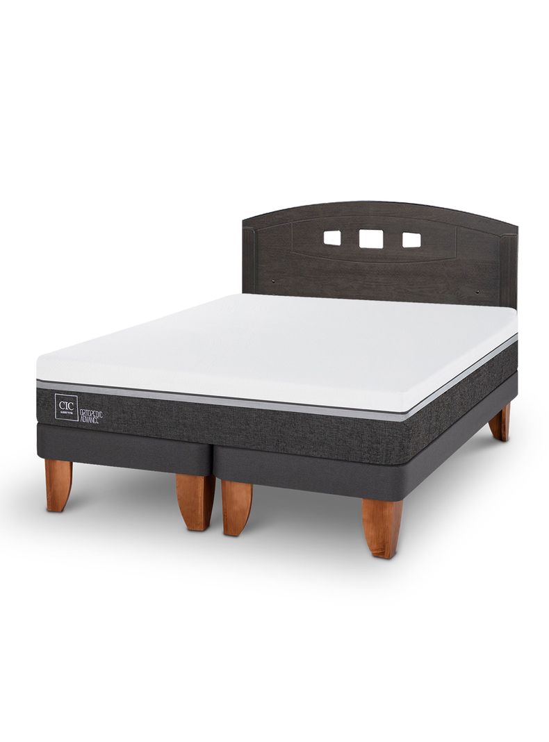 Cama Europea Ortopedic Advance 2 Plazas Base Dividida Respaldo Gales Gris-0