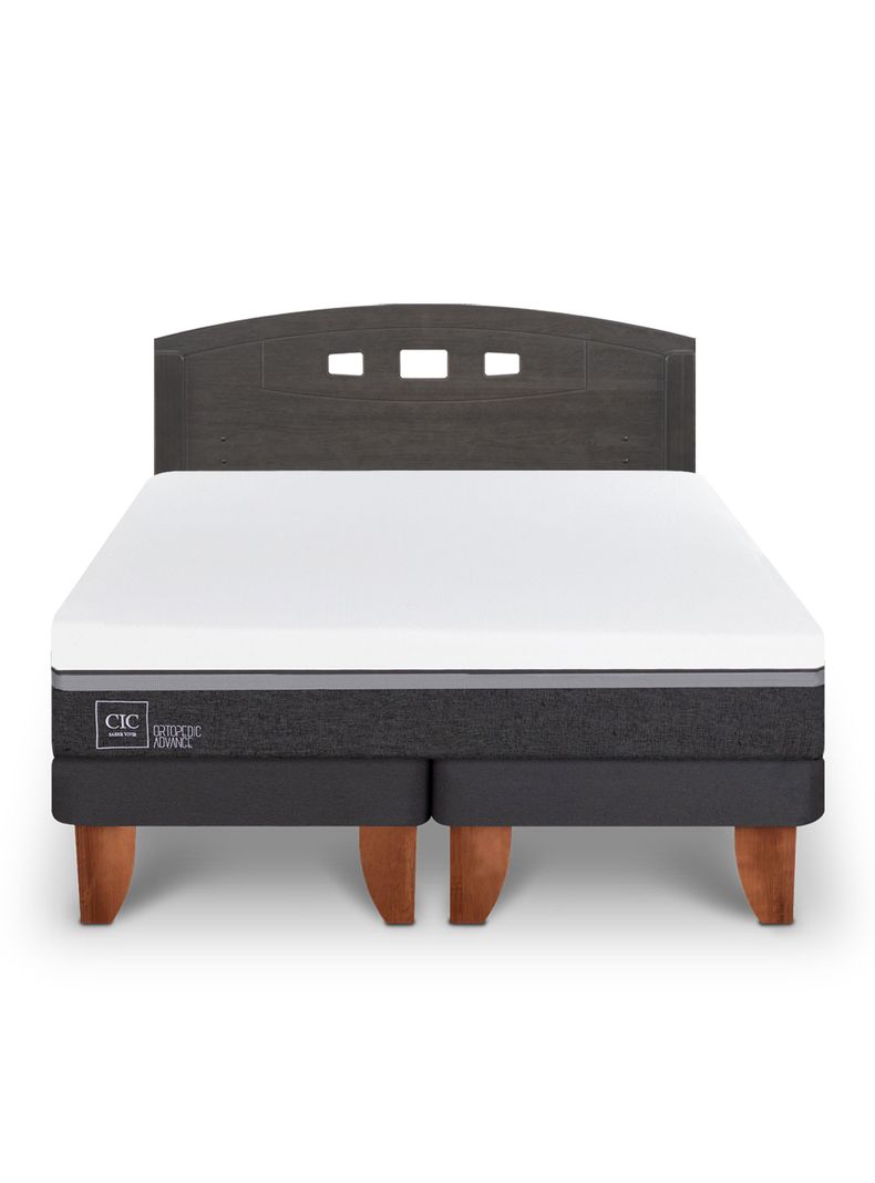 Cama Europea Ortopedic Advance 2 Plazas Base Dividida Respaldo Gales Gris-2