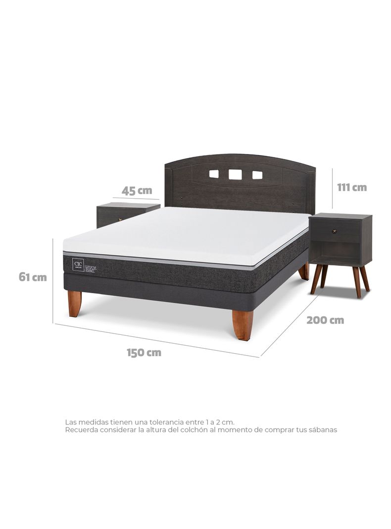 Cama Europea Ortopedic Advance 2 Plazas Set Gales Gris-1