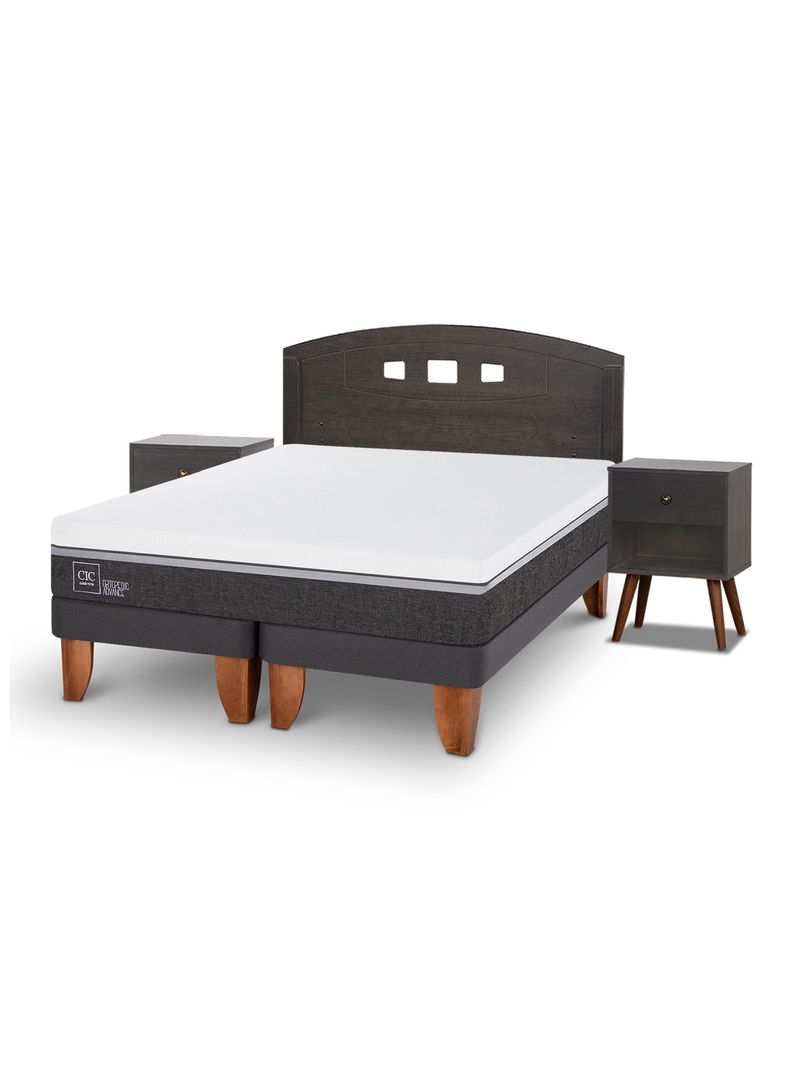Cama Europea Ortopedic Advance 2 Plazas Base Dividida Set Gales Gris-0