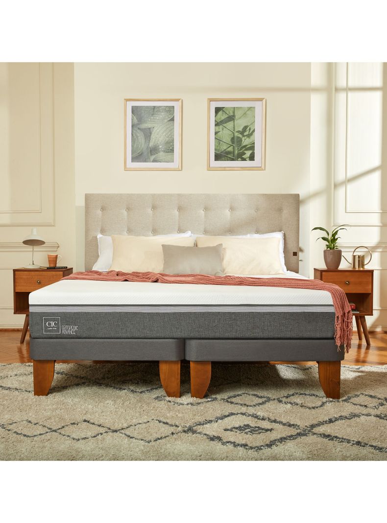 Cama Europea Ortopedic Advance 2 Plazas Base Dividida Set Gales Gris-4