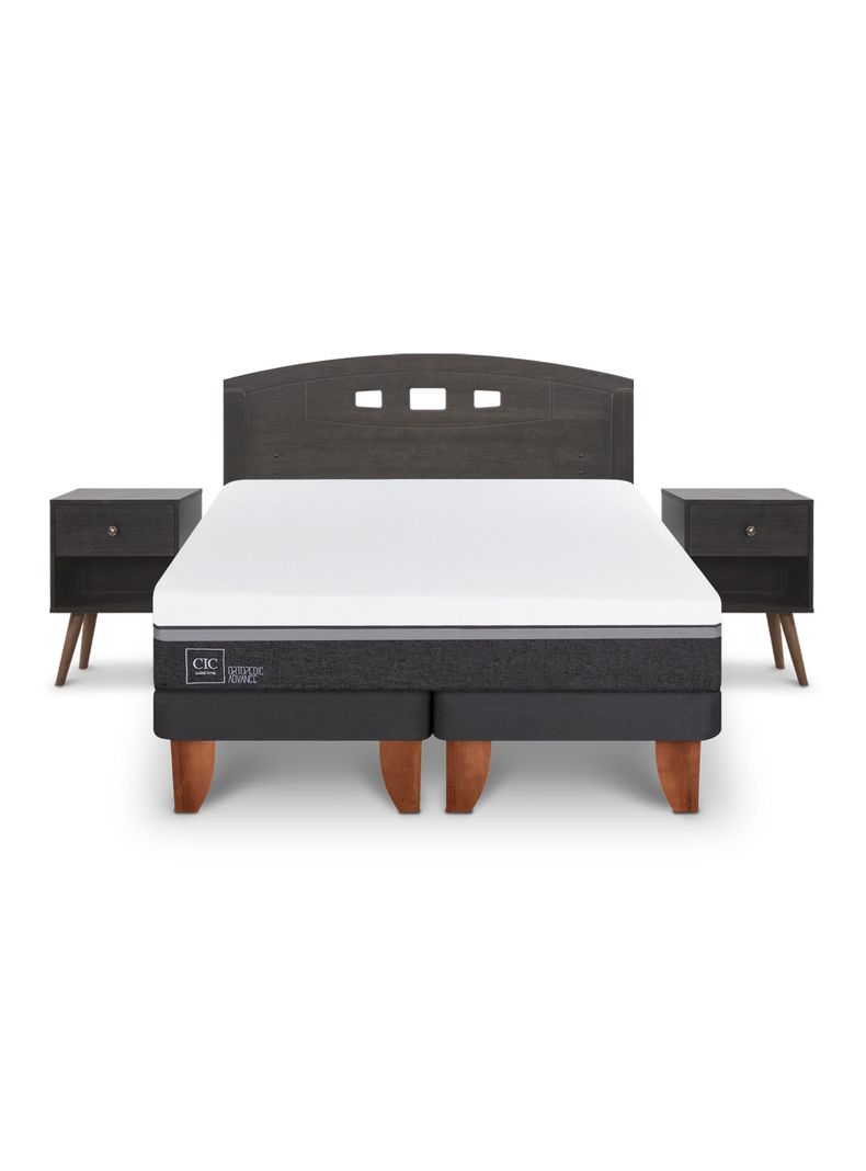 Cama Europea Ortopedic Advance 2 Plazas Base Dividida Set Gales Gris-2