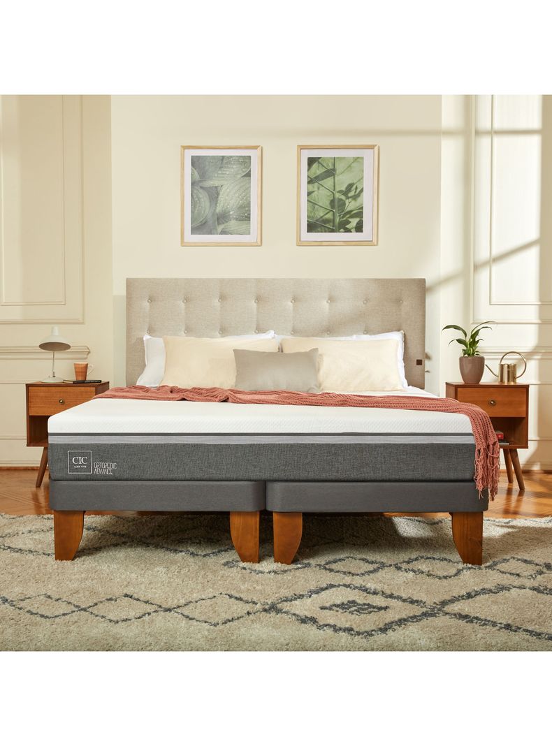 Cama Europea Ortopedic Advance 1.5 Plazas + Respaldo Munich Gris-4