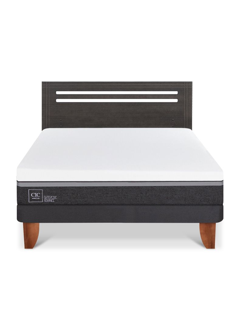 Cama Europea Ortopedic Advance 2 Plazas Respaldo Munich Gris-2