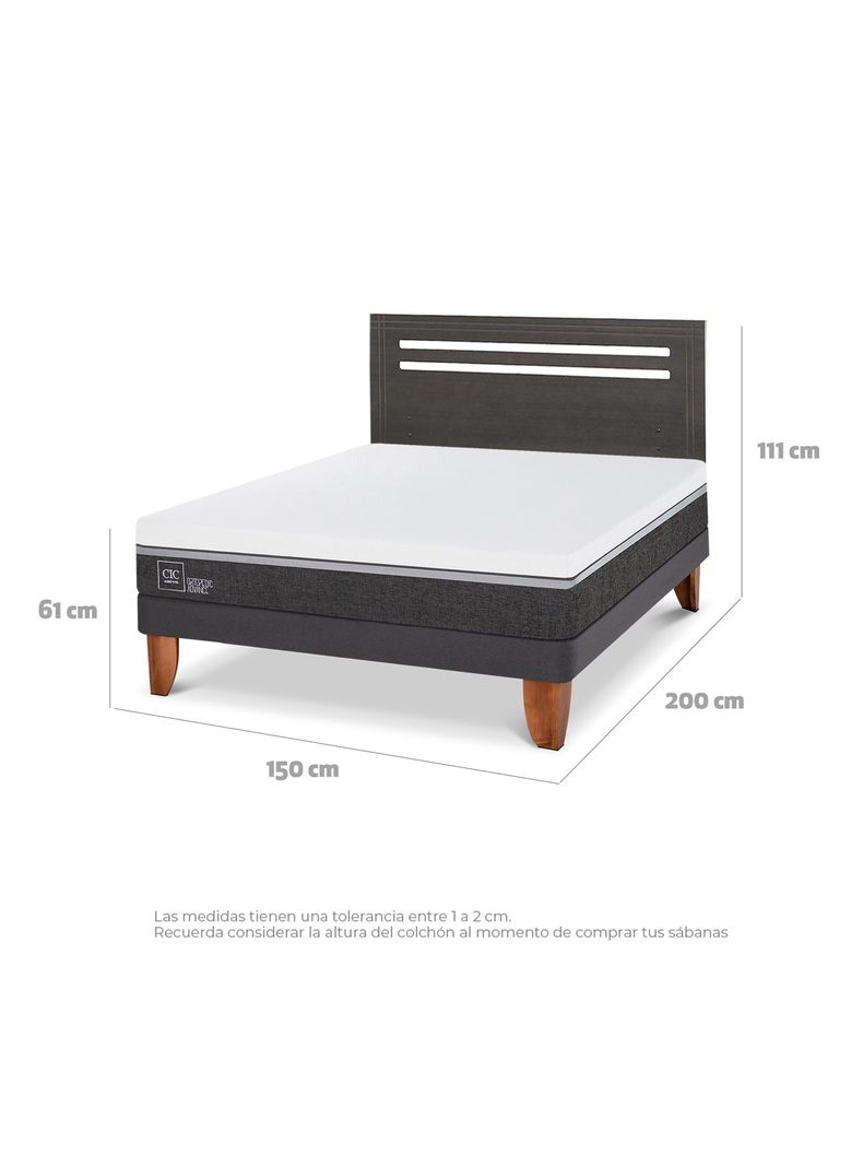 Cama Europea Ortopedic Advance 2 Plazas Respaldo Munich Gris-1