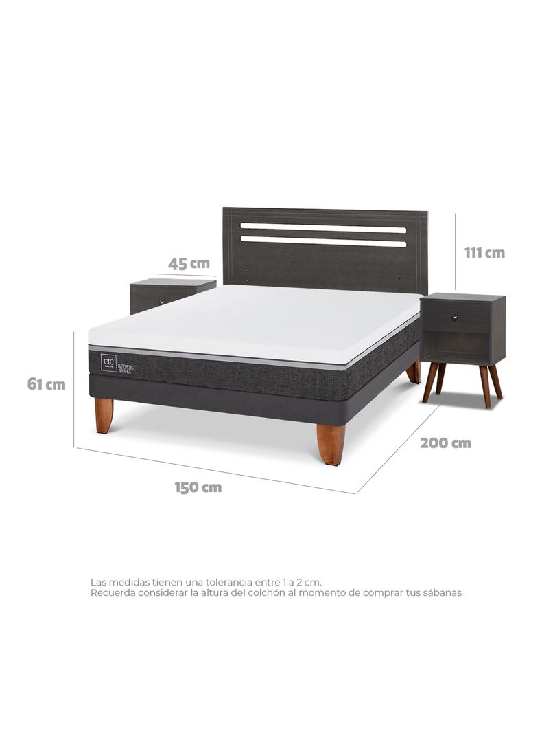 Cama Europea Ortopedic Advance 2 Plazas Munich Gris-1