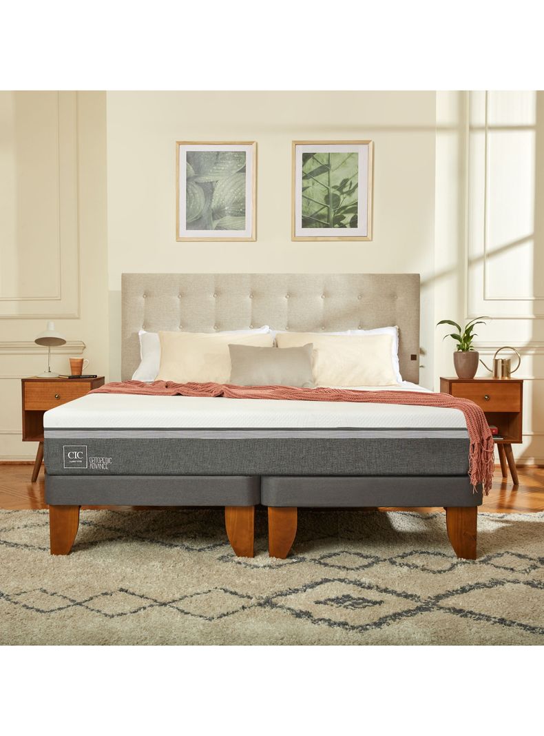 Cama Europea Ortopedic Advance 2 Plazas Munich Gris-4