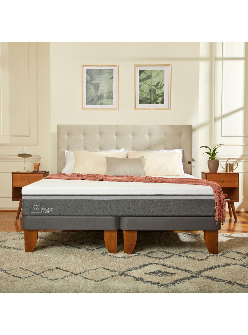 Cama Europea Ortopedic Advance 2 Plazas Base Dividida Munich Gris-4
