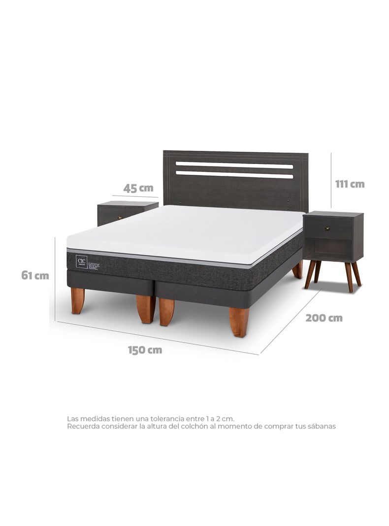 Cama Europea Ortopedic Advance 2 Plazas Base Dividida Munich Gris-1