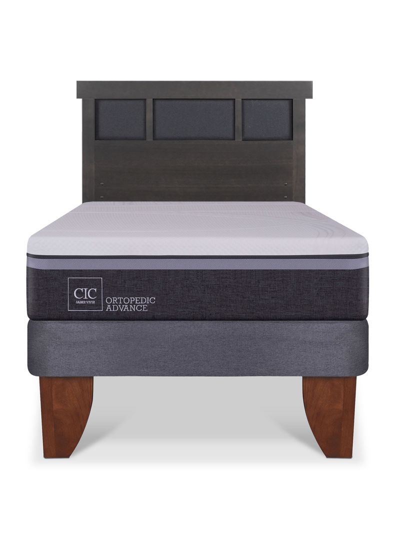 Cama Europea Ortopedic Advance 1.5 Plazas Respaldo Dublin Gris-2