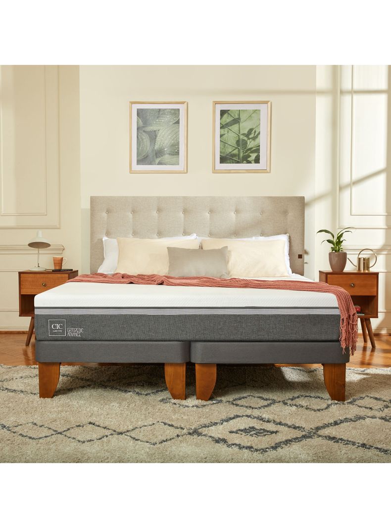 Cama Europea Ortopedic Advance 1.5 Plazas Set Dublin Gris-4