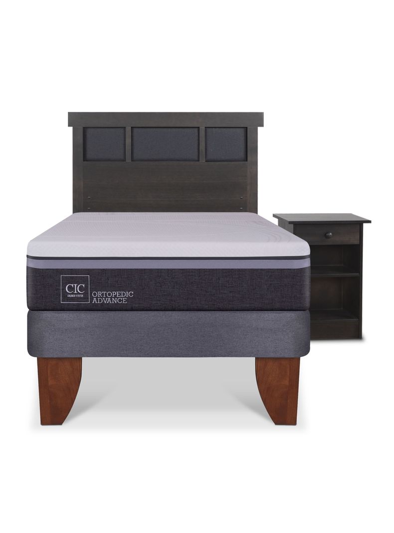 Cama Europea Ortopedic Advance 1.5 Plazas Set Dublin Gris-2