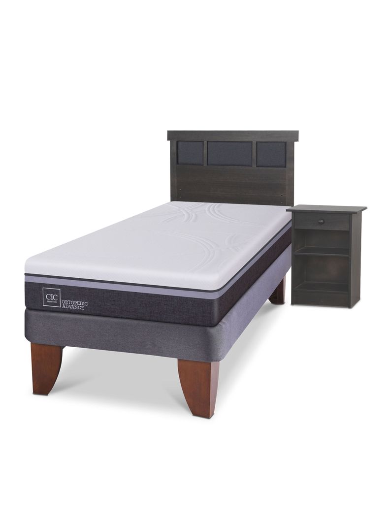Cama Europea Ortopedic Advance 1.5 Plazas Set Dublin Gris-0
