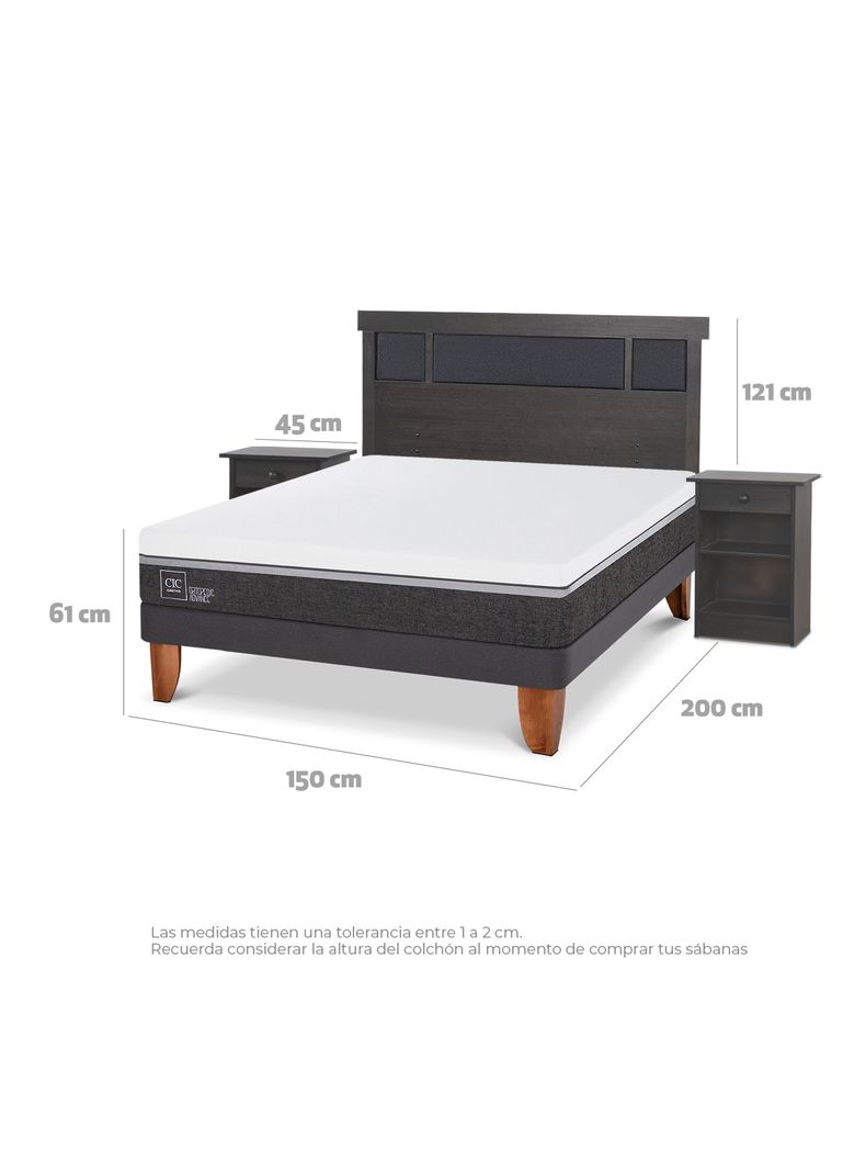 Cama Europea Ortopedic Advance 2 Plazas Set Dublin Gris-1